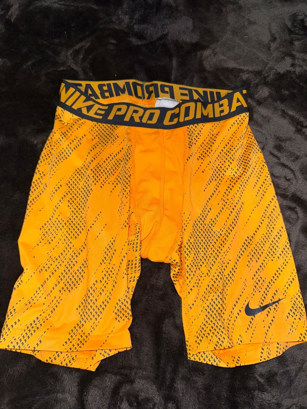 Nike Pro Combat Medium Compression Shorts Orange with Black Pattern